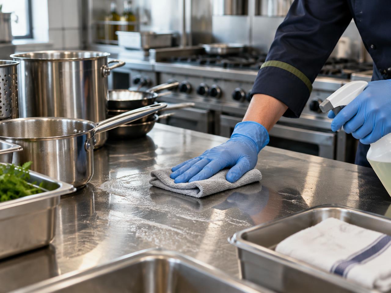 Nettoyage d'une cuisine professionnelle